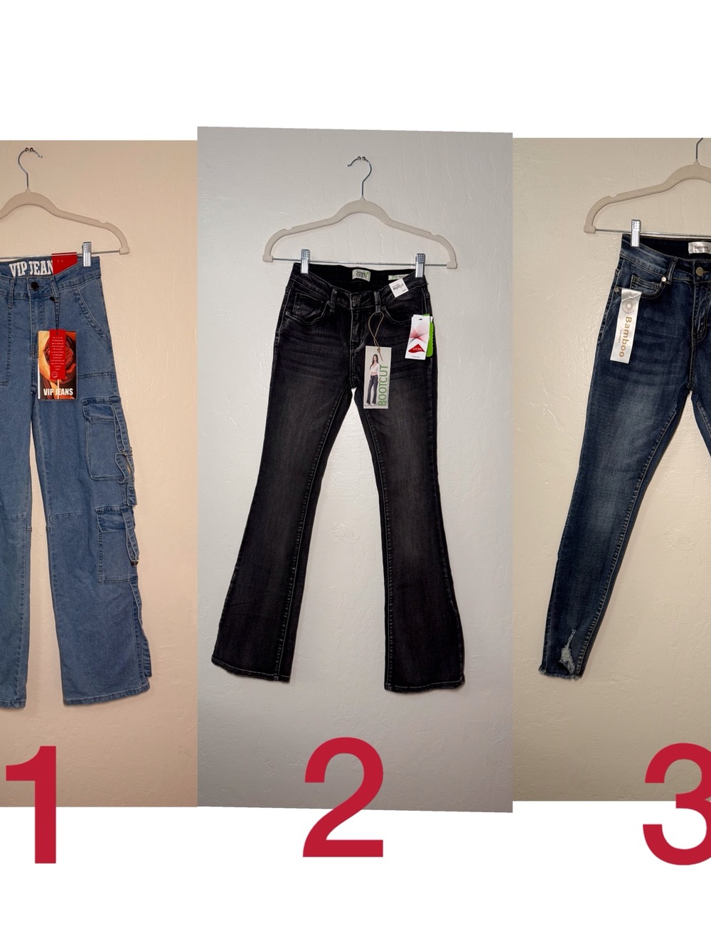 3 Pairs of NEW Jeans, Sizes 00, 0 & 1